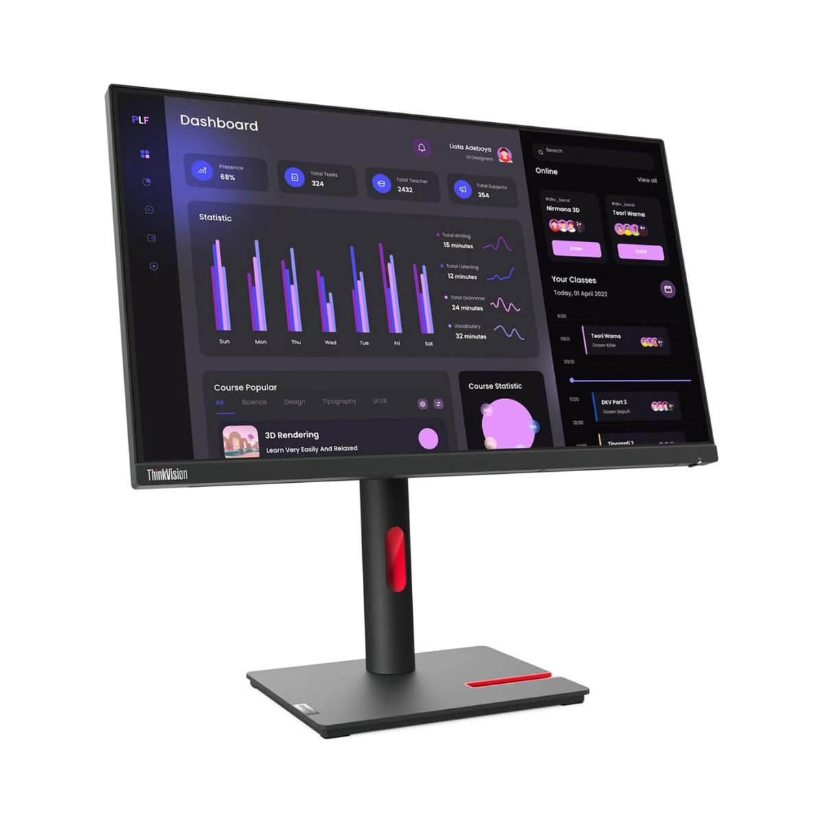 Monitor Lenovo ThinkVision T24i-30 IPS 16:9 Full HD ThinkVision 23,8" | VGA | HDMI | DisplayPort