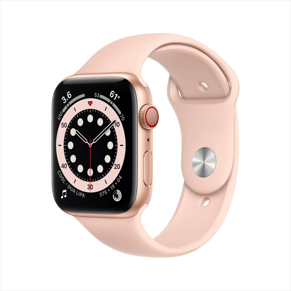 Apple Watch Series 6 (GPS+Cellular, 44 mm) - Dorado con correa deportiva rosa arena