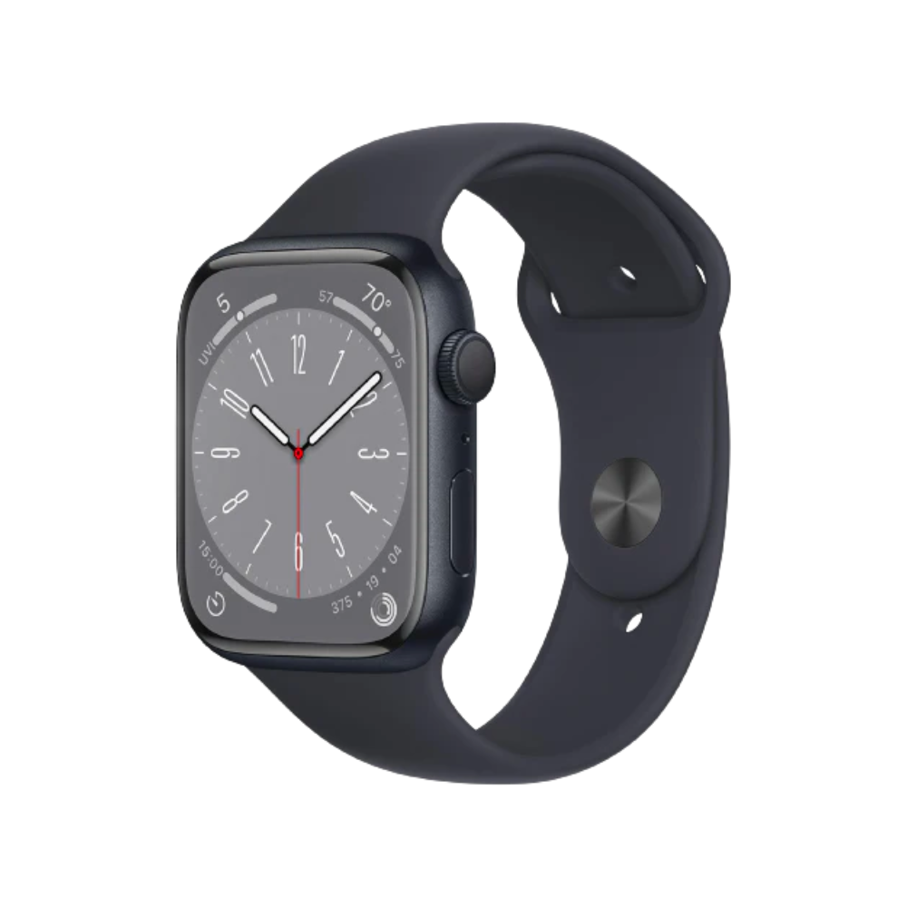 Apple Watch Series 8 (GPS, 45mm) - Meia-Noite com bracelete desportiva Meia-Noite