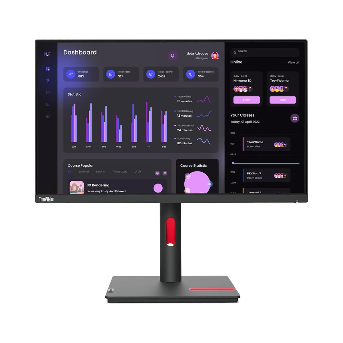 Monitor Lenovo ThinkVision T24i-30 IPS 16:9 Full HD ThinkVision de 23,8" | VGA | hdmi  | DisplayPort