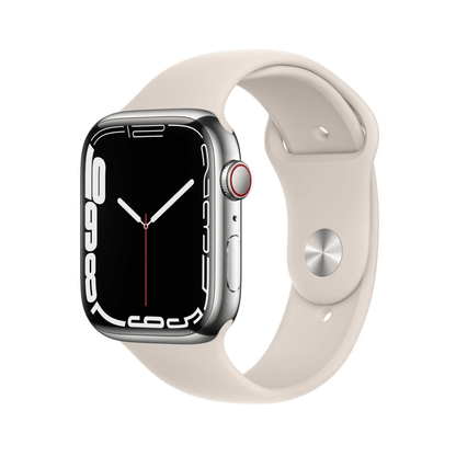 Apple Watch Series 7 (2021) GPS + Cellular 45mm - Silver Stainless Steel - Starlight Sport Band