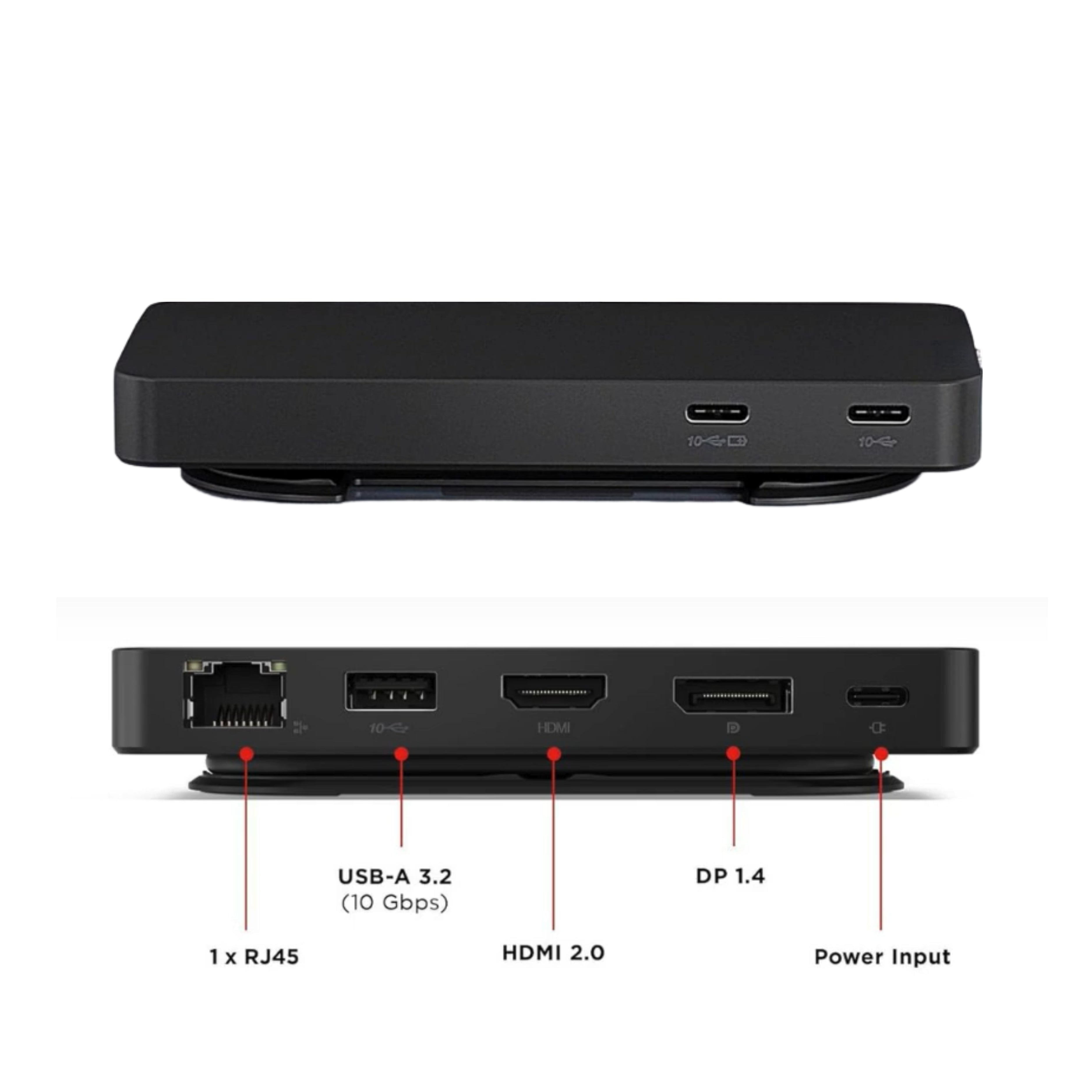 Dock de viaje USB-C Doble Pantalla a HDMI | DisplayPort™ | hdmi | USB-A | USB-C | RJ-45