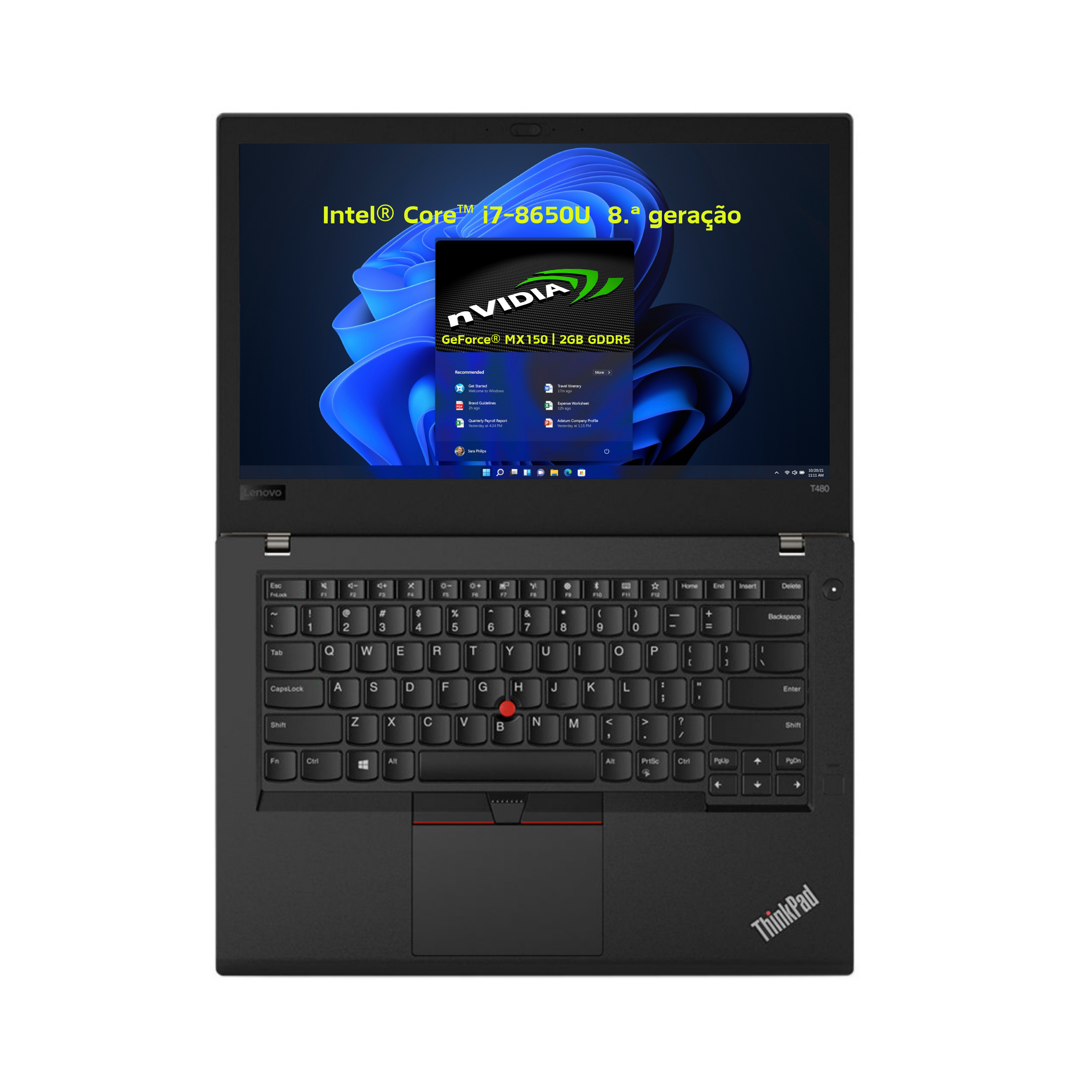 Lenovo ThinkPad T480 i7 (8650U) 16GB RAM 256GB SSD 14” WQHD GeForce MX150 Windows 11 Pro