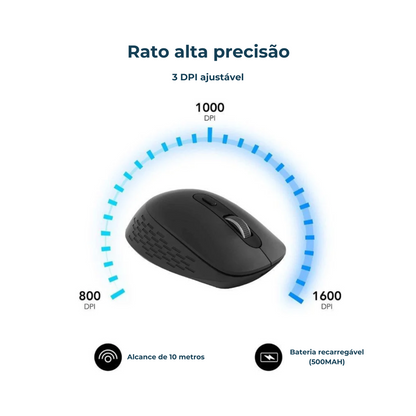 Rato Ergonómico sem fios Subblim Comfort Dual Bluetooth & recetor USB-A 2.4 GHz