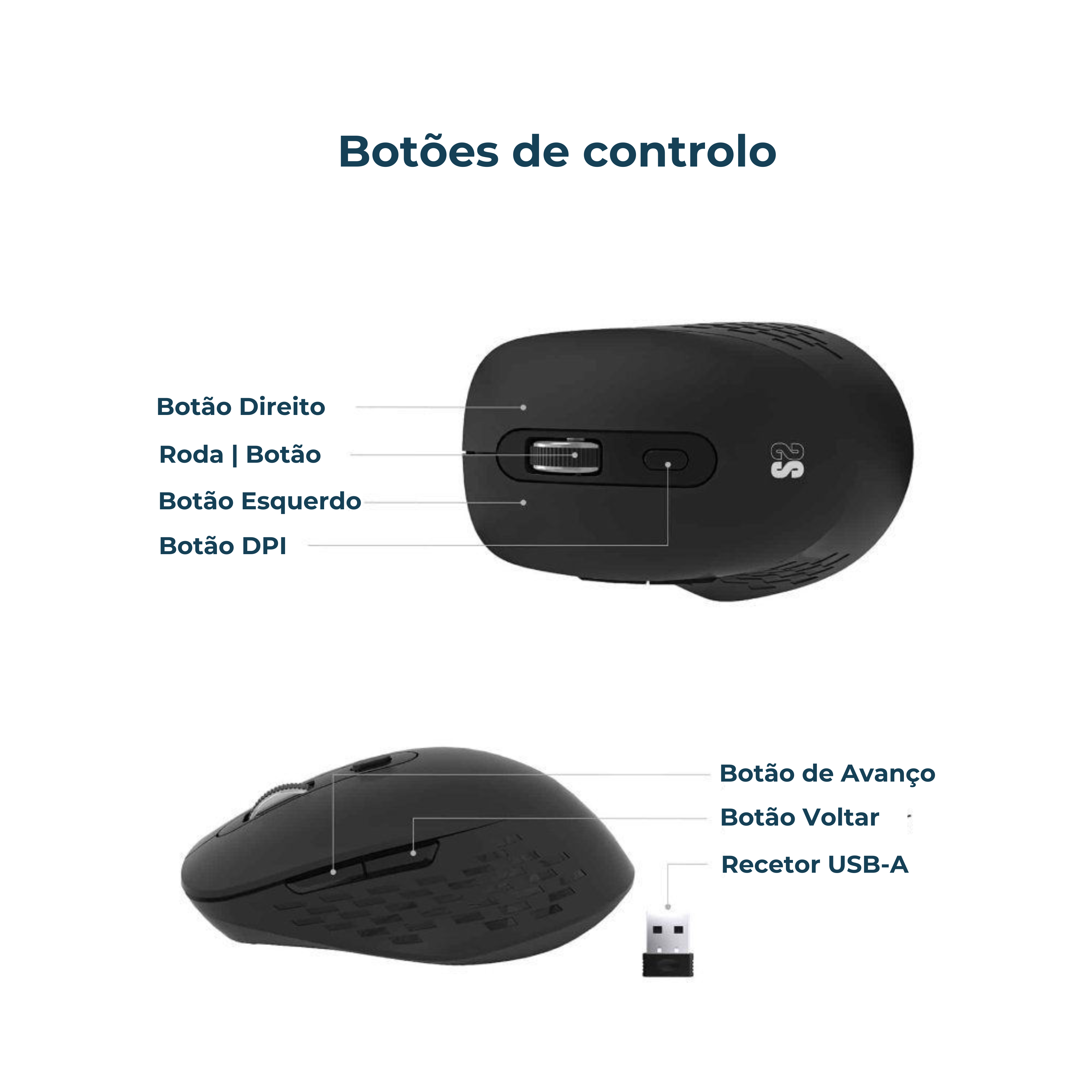 Rato Ergonómico sem fios Subblim Comfort Dual Bluetooth & recetor USB-A 2.4 GHz