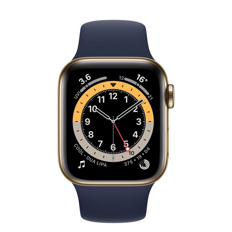 <tc>Apple Watch</tc> (Serie 6) 2020 GPS + Cellular 44 - Acero inoxidable dorado - Correa deportiva azul intenso