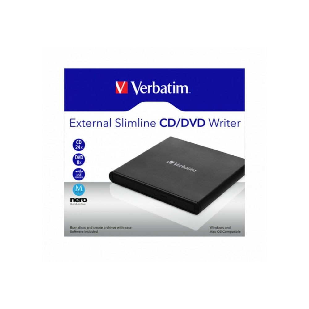 Lector/grabador de CD/DVD externo Slimline de Verbatim 