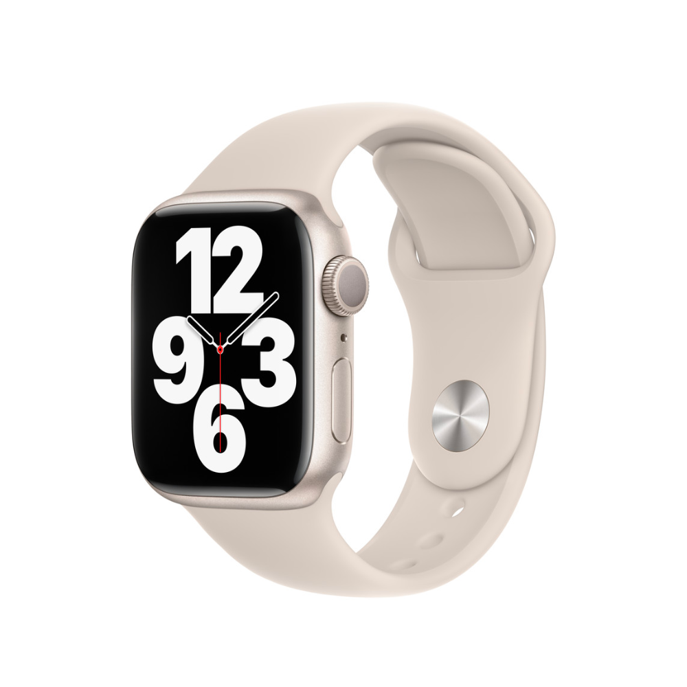 Apple Watch Series 7 (GPS, 41mm) - Luz das Estrelas com bracelete desportiva Luz das Estrelas